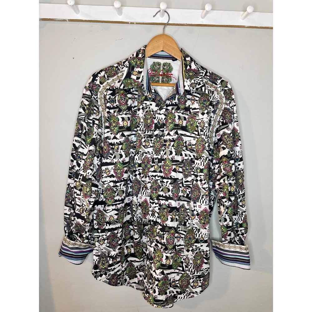 Robert Graham Abstract Paisley Button Down Shirt Embroidered Mens L